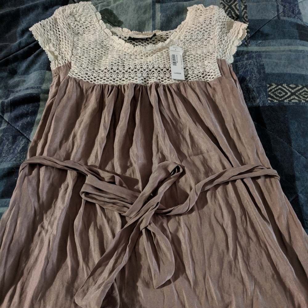 NWT A.N.A. satiny/crocket lace blouse